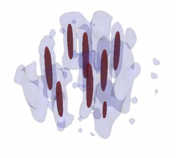 An array of droplets stabilized by quantum fluctuations.