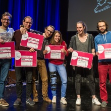 Die Slammerinnen und Slammer des 2. IQST Q-Science Slams 2019 am 28.2. im Theaterhaus Stuttgart